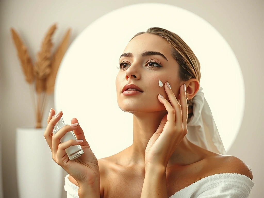 Donna elegante che usa prodotti di bellezza VitaleBellezza